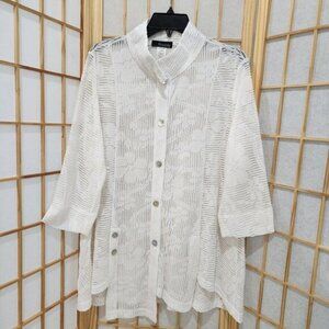 Moonlight Y&S Fashion Design Womens White Sheer Blouse Sz S